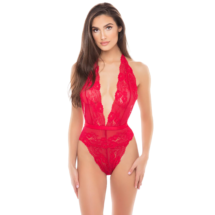 Боді з відкритою спиною PLUNGE IN TEDDY RED, S/M