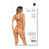 Комплект білизни Rene Rofe Vinyl Vibes, вініл з мереживом, чорний, S/M