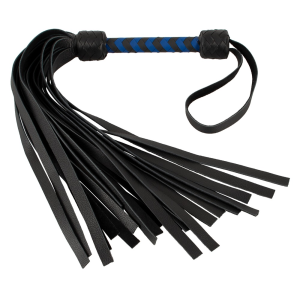 Флогер шкіряний ZADO TOOLS Leather Flogger із плетеною ручкою, чорно-синій