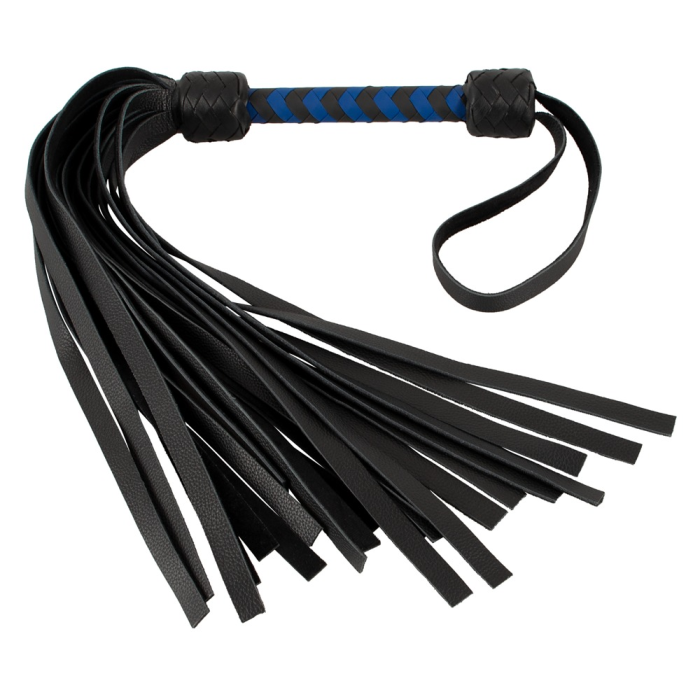 Флогер шкіряний ZADO TOOLS Leather Flogger із плетеною ручкою, чорно-синій