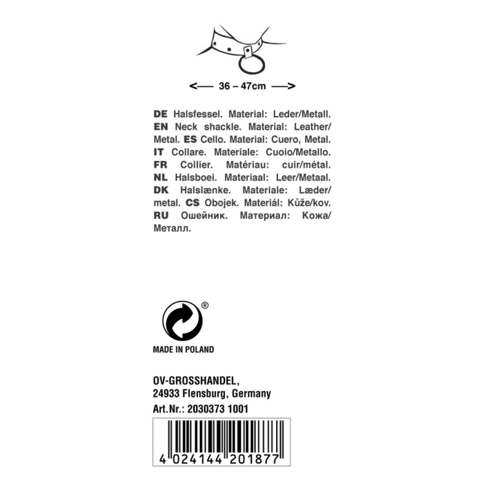 Чорний шкіряний нашийник Zado FETISH з металевими ланцюжками