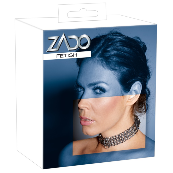 Чорний шкіряний нашийник Zado FETISH з металевими ланцюжками