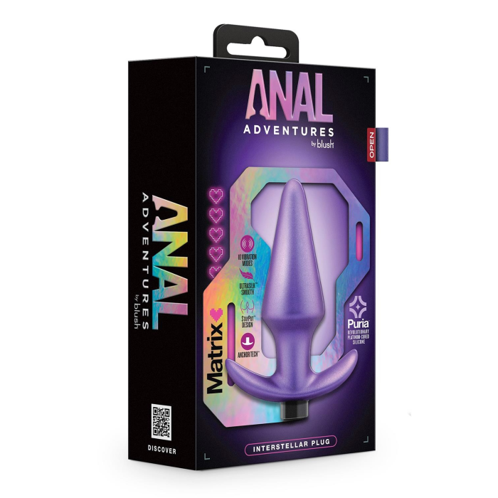 Анальна пробка з вібрацією Anal Adventures Blush, силіконова, фіолетова, 12.7 х 3.8 см