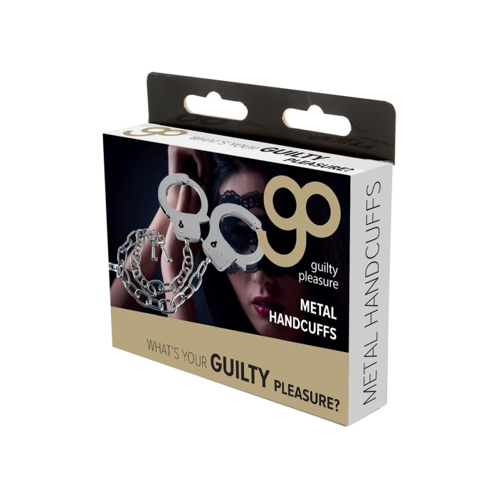 Металеві наручники GP Metal Handcuffs на довгому ланцюжку, сріблясті