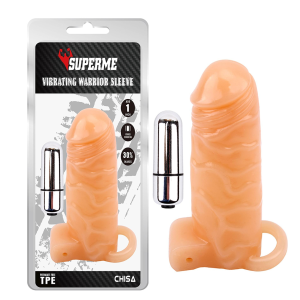 Насадка на член, що збільшує Chisa Superme Vibrating Warrior Sleeve реалістична, з віброкулею