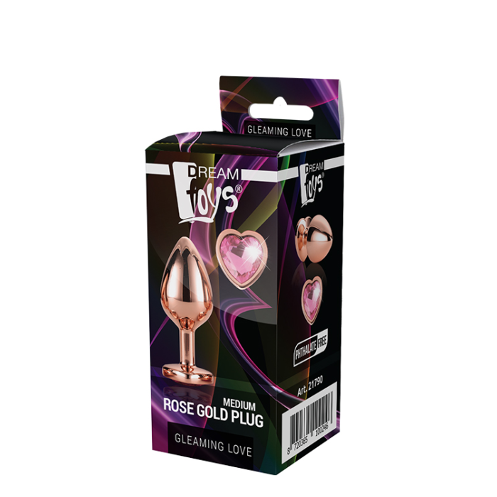 Dt21790 анальна пробка з серцем GLEAMING LOVE ROSE GOLD PLUG MEDIUM
