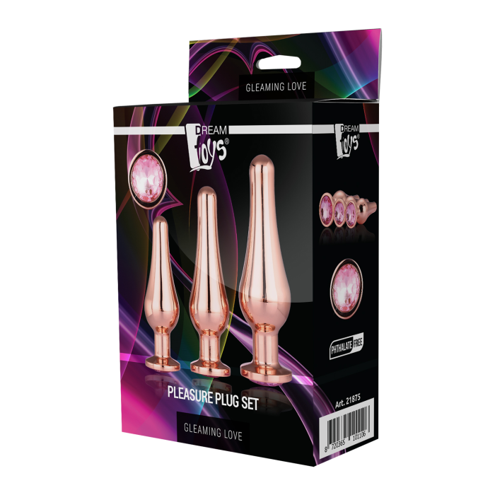 DT21875 набір анальних пробок конічної форми Dream Toys GLEAMING LOVE PLEASURE SET ROSE GOLD