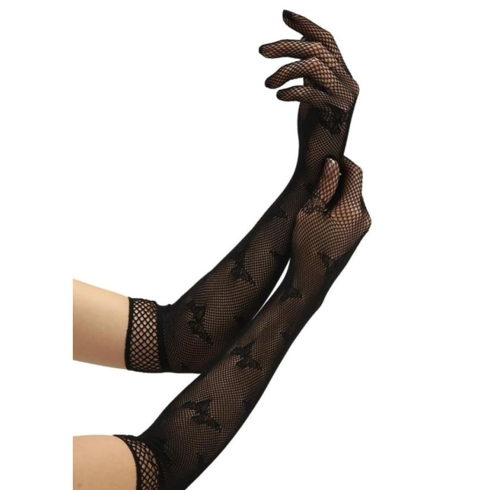 Рукавички подовжені з метеликами BACI Butterfly Lace Opera Gloves, чорний
