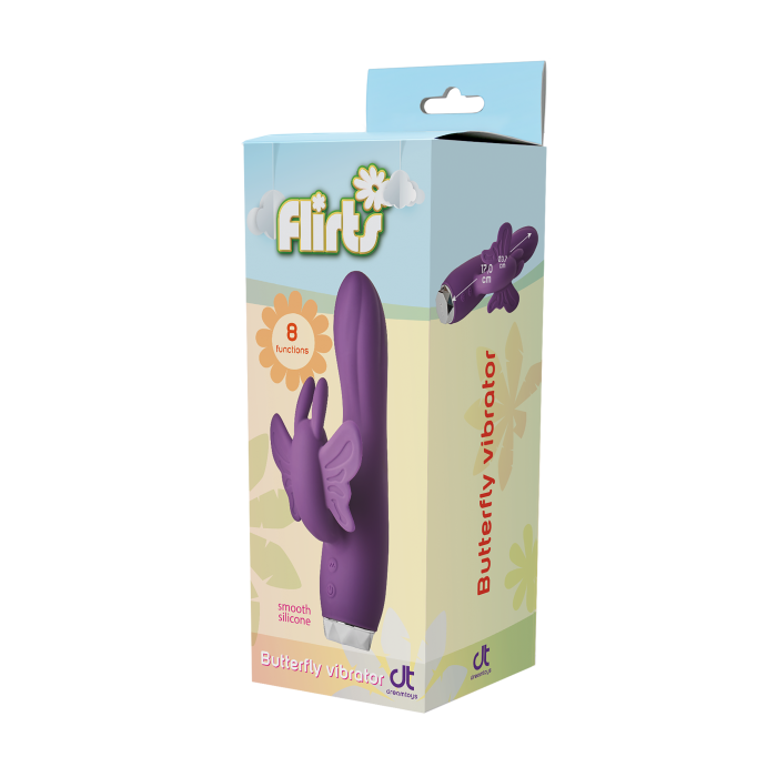 Вібратор-кролик у вигляді Метелики Dream Toys Flirts Butterfly, фіолетовий, 17 х 3 см