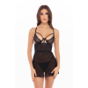 Прозорий пеньюар із трусиками 2PC BONDAGE STRAPPING CHEMISE SET BLACK, S/M