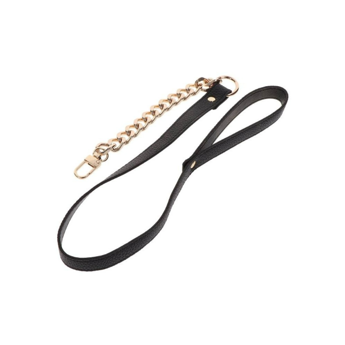 Повідець ланцюг із петлею зі штучної шкіри Statement Leash золотистий, 75 см