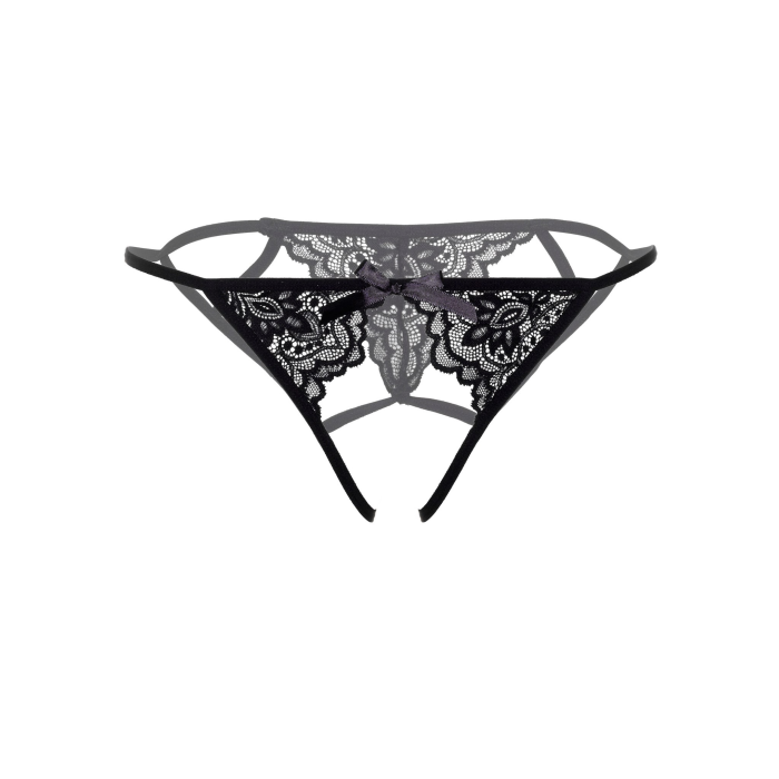 Мереживні трусики з відкритою інтимною зоною Inez Daring Intimates, чорні, S/M