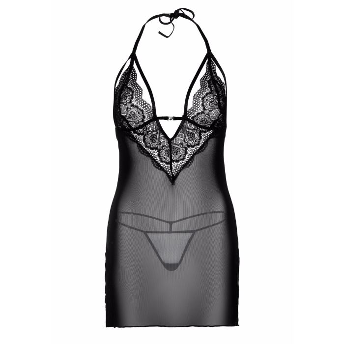Комплект пеньюар + стрінги Daring Intimates, чорний, S/M