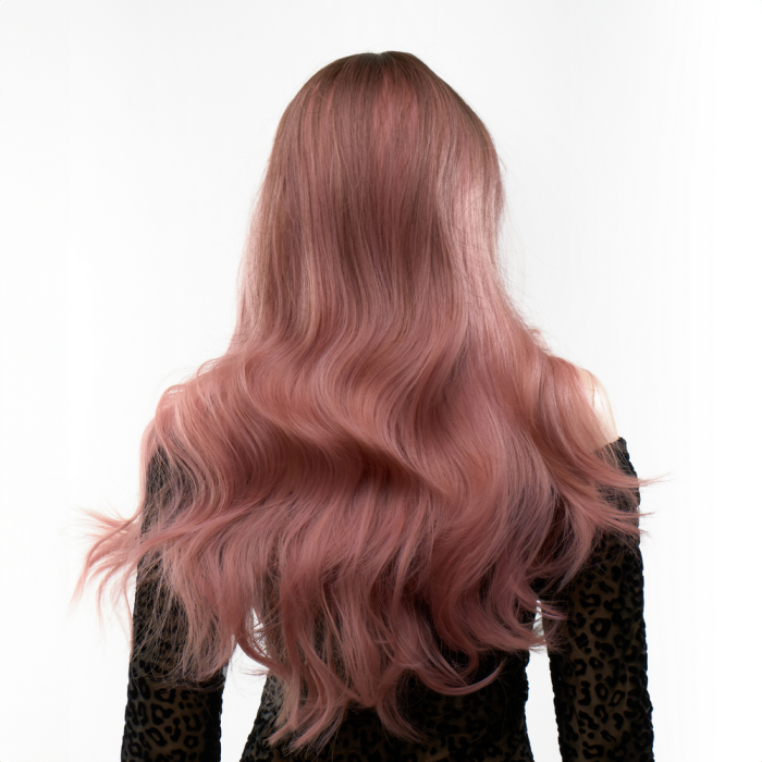 Перука довга хвиляста з чубчиком Fetish Hair омбре рожевий, 65 см