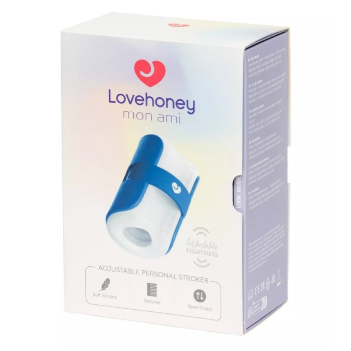 Мастурбатор Lovehoney Mon Ami Adjustable із відкритим каналом, біло-блакитний