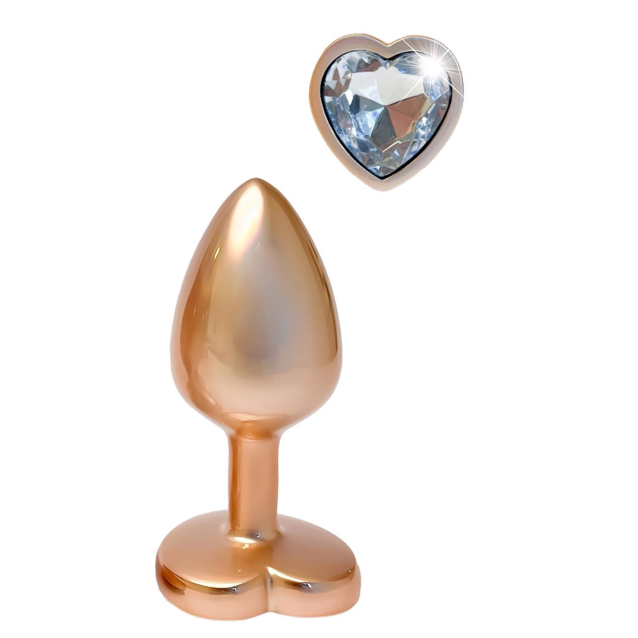 Алюмінієва анальна пробка Dream Toys GLEAMING LOVE з декоративним каменем, М