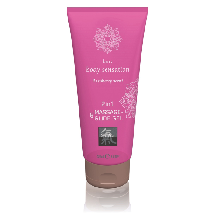 Лубрикант та масажне масло 2 в 1 HOT SHIATSU Massage-& Glide gel 2 in1 Raspberry scent, 200 мл