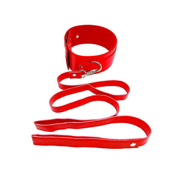 Нашийник з повідцем DS Fetish Collar with leash red metal