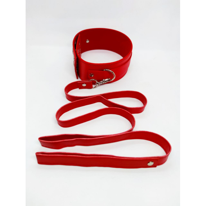 Нашийник з повідцем DS Fetish Collar with leash red metal