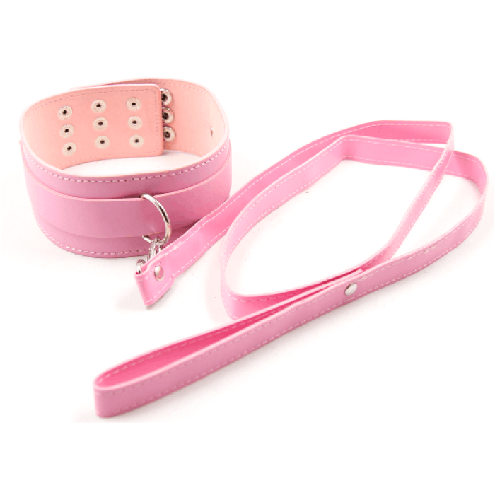 Нашийник з повідцем DS Fetish Collar with leash pink metal