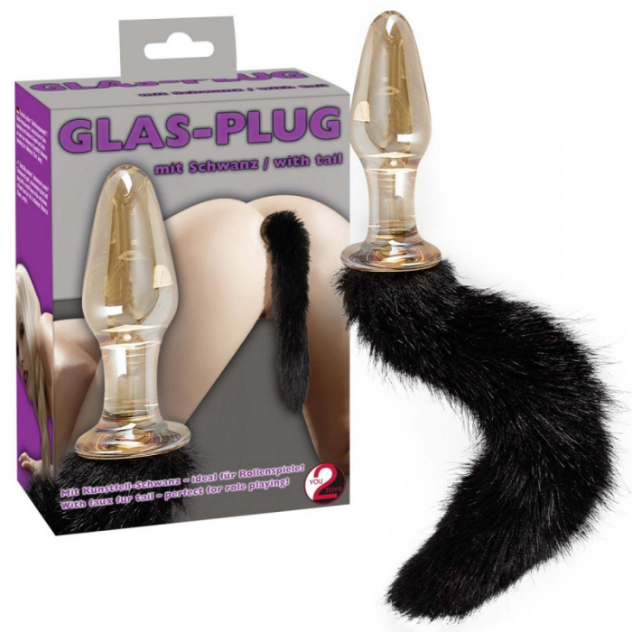 Анальна скляна пробка You2Toys Glass Plug з пухнастим хвостом