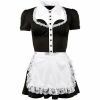 Костюм покоївки Cottelli Collection Waitress Set з коміром і мереживним фартухом, чорно-білий, S