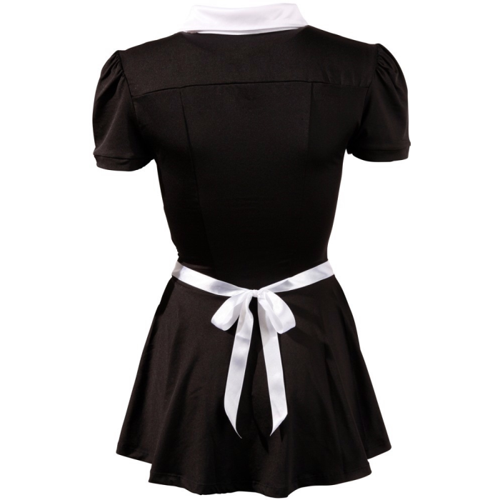 Костюм покоївки Cottelli Collection Waitress Set з коміром і мереживним фартухом, чорно-білий, S