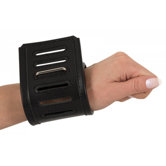 Чоловічі шкіряні наручники ZADO Fetish Leather Wrist Restraints чорні, S-L