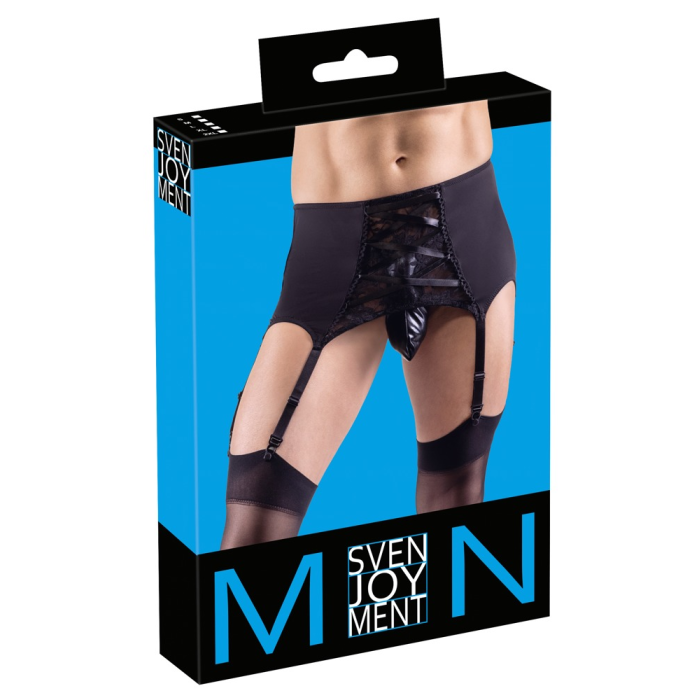 Чоловічий пояс для панчох Sven Joy Ment Men's Suspender Belt з мереживною вставкою та шнурівкою, S