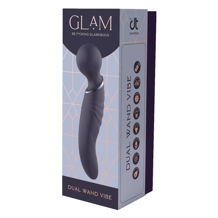 Вібратор мікрофон вигнутий подвійний стимуляції Dream Toys Glam Dual Wand Vibe, фіолетовий
