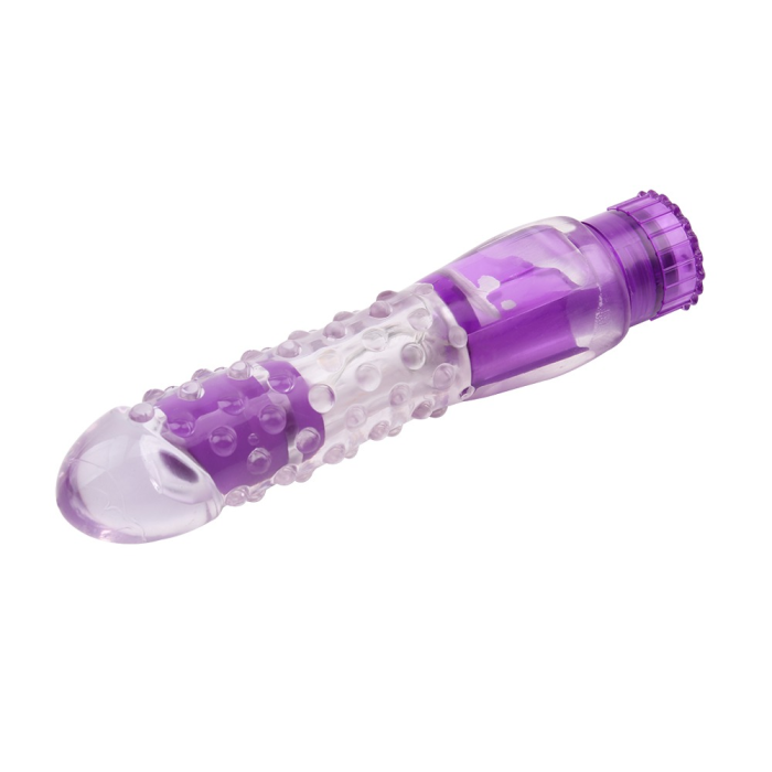 Вібратор прозорий з рельєфом Chisa Crystal Jellie Pleaser на батарейках, фіолетовий