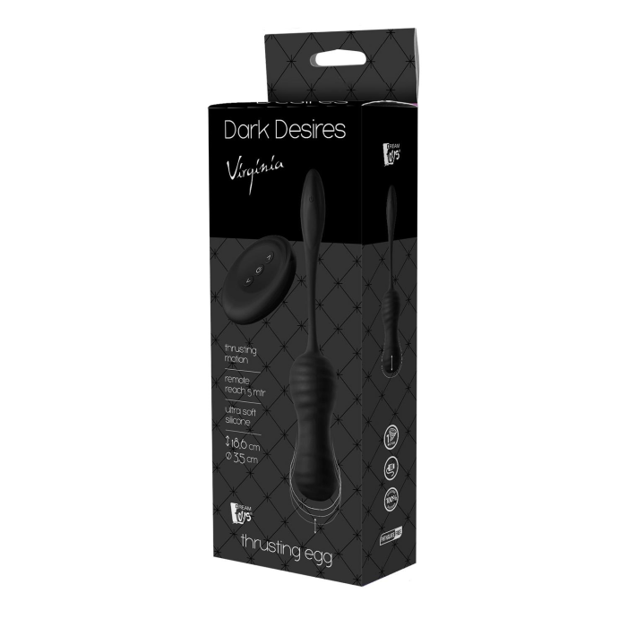 Віброяйце з пультом керування Dream Toys Dark Desires Virginia чорний, 18.6 х 3.5 см