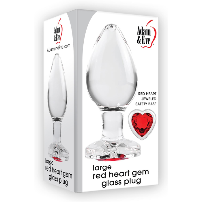 Скляна анальна пробка ADAM ET EVE RED HEART GEM GLASS PLUG LARGE