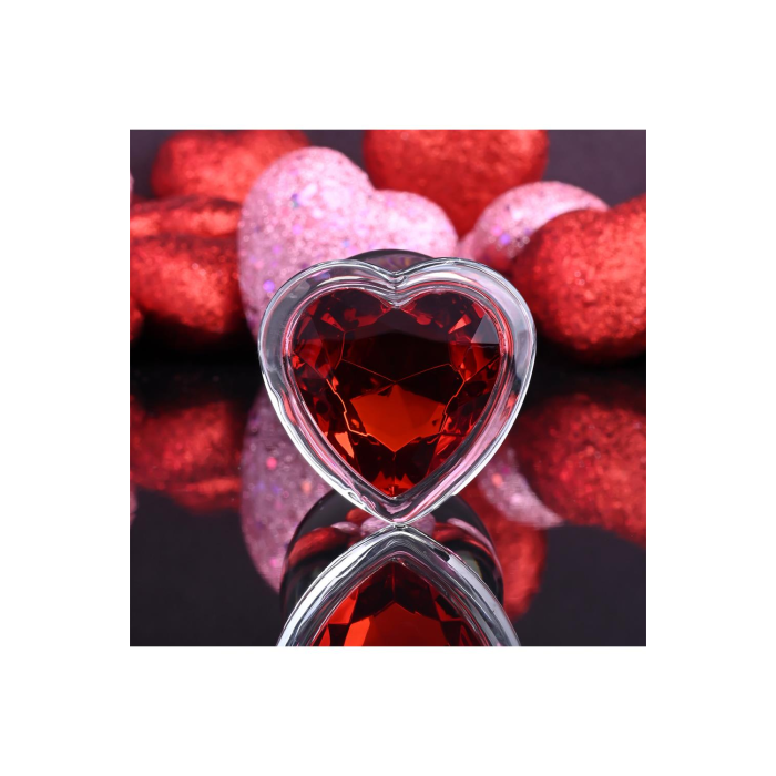 Скляна анальна пробка ADAM ET EVE RED HEART GEM GLASS PLUG LARGE