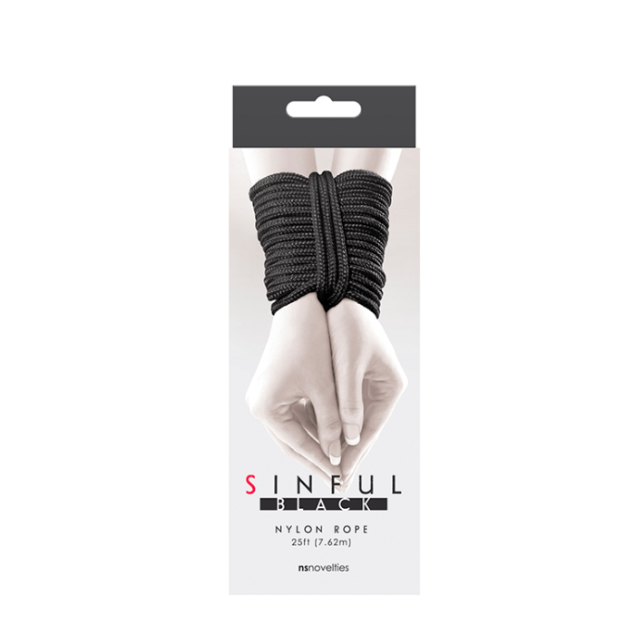 Бондажна мотузка NS Novelties SINFUL NYLON ROPE 25 FT BLACK