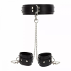 Широкий нашийник з наручниками та ланцюгом Taboom Luxury Bondage Essentials, чорний