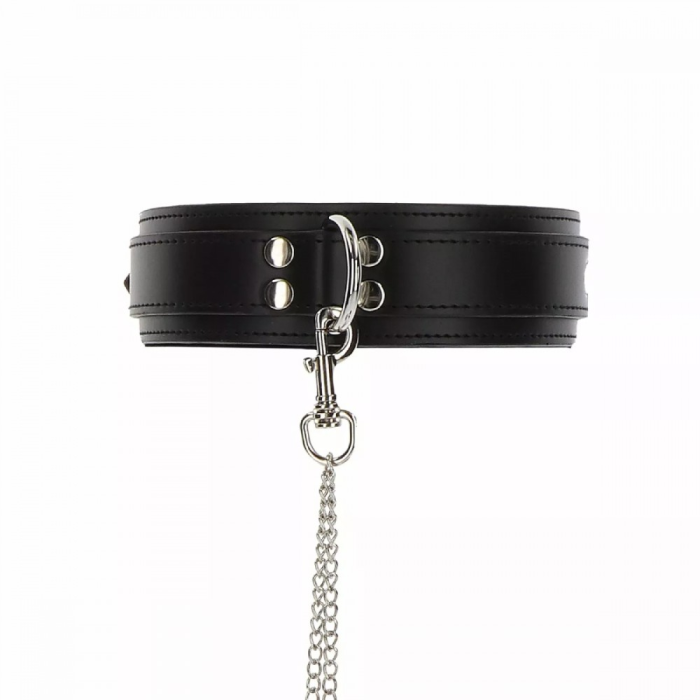Широкий нашийник з наручниками та ланцюгом Taboom Luxury Bondage Essentials, чорний