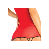 КОМПЛЕКТ З КРУЖОВНИМИ ПІДВ'ЯЗКАМИ 2PC CAGED LACE GARTER CHEMISE & G-STRING SET RED, S/M