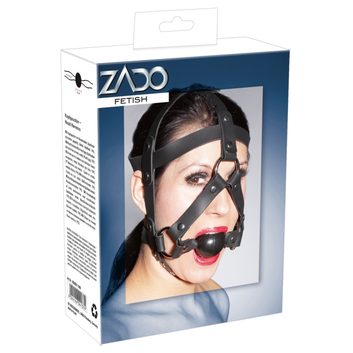 Маска-кляп унісекс Zado Fetish, шкіра, чорний
