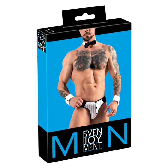 Чоловічий костюм Sven Joy Men's Jock Briefs із трьох предметів, чорно-білий, розмір S