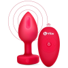Анальна пробка з вібрацією та пультом керування B-Vibe Vibrating Heart Plug червона, M/L