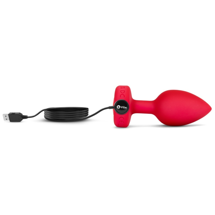 Анальна пробка з вібрацією та пультом керування B-Vibe Vibrating Heart Plug червона, M/L