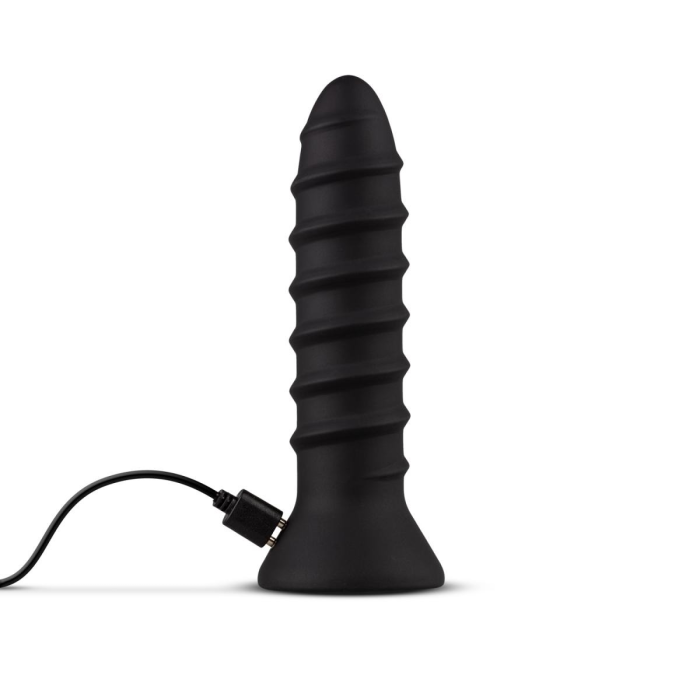 Вібратор анальний із рельєфом EasyToys Screwed чорний, S