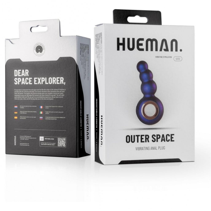 Анальна пробка з вібрацією Outer Space Hueman у вигляді ялинки з кільцем-тримачем