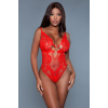 Боді мереживне, напівпрозоре, червоне, S