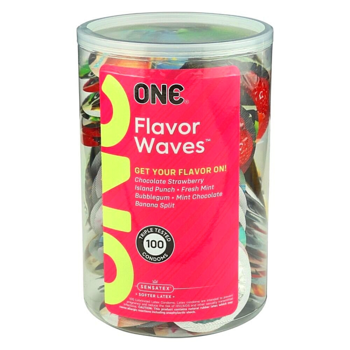 Набір оральних презервативів One Flavor Waves Bubblegum зі смаком жувальної гумки (ціна за 5шт.)