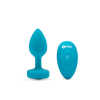 Анальна пробка з вібрацією та каменем B-Vibe - Vibrating Jewel Plug S/M, синя
