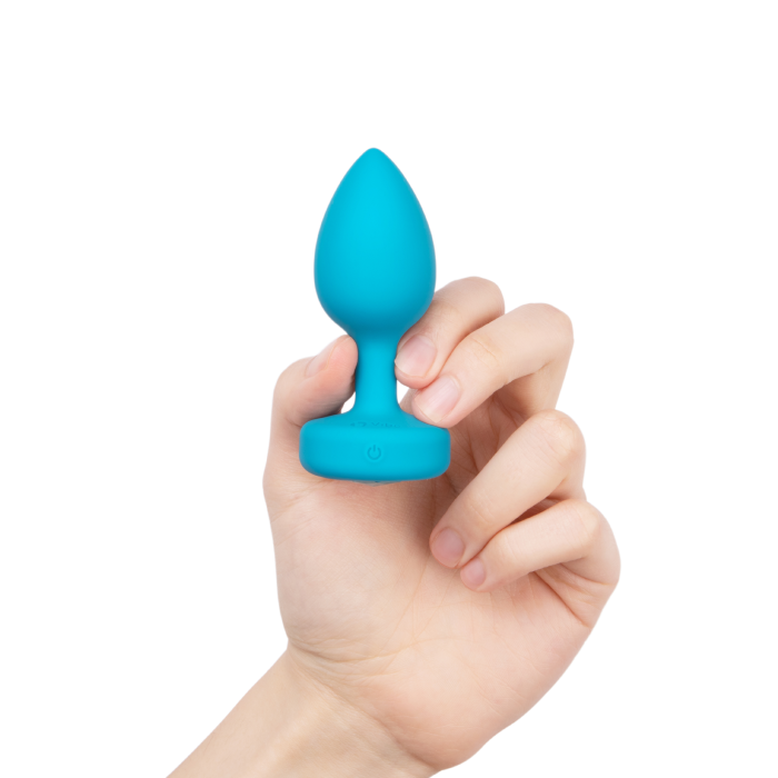 Анальна пробка з вібрацією та каменем B-Vibe - Vibrating Jewel Plug S/M, синя