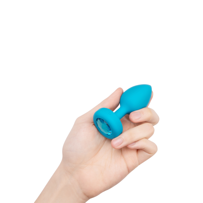Анальна пробка з вібрацією та каменем B-Vibe - Vibrating Jewel Plug S/M, синя
