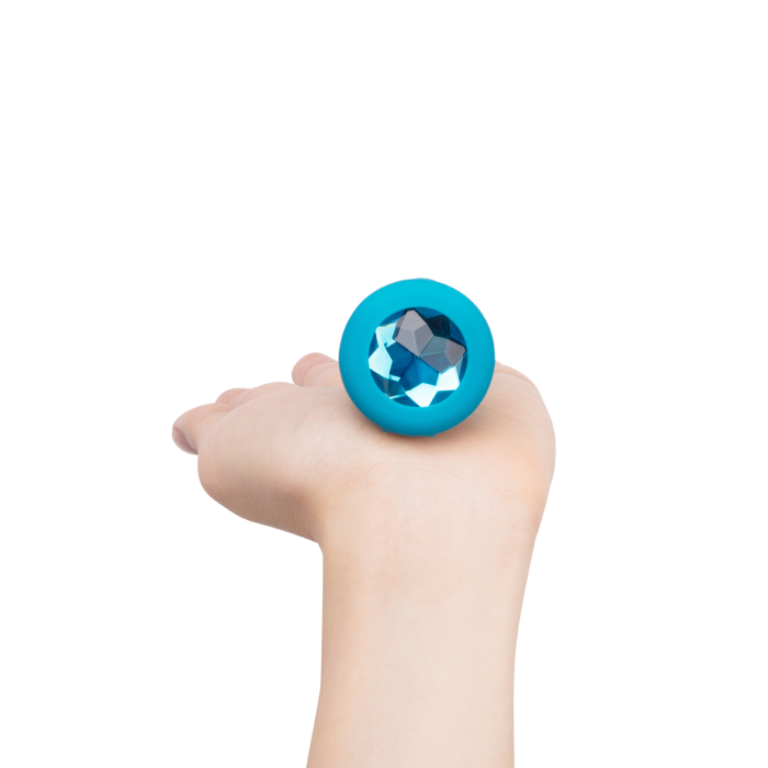 Анальна пробка з вібрацією та каменем B-Vibe - Vibrating Jewel Plug S/M, синя